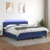 Cama box spring con colchón y LED tela azul 180x200 cm