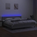 Cama box spring con colchón tela y LED gris claro 200x200 cm