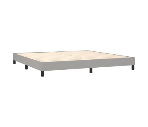 Cama box spring con colchón tela y LED gris claro 200x200 cm