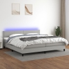 Cama box spring con colchón tela y LED gris claro 200x200 cm