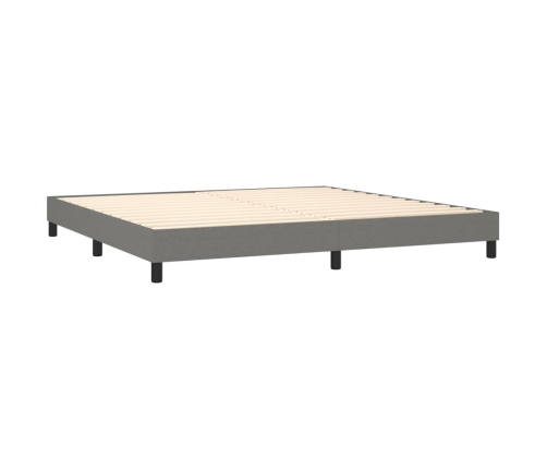 Cama box spring con colchón y LED tela gris oscuro 200x200 cm