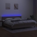 Cama box spring con colchón LED tela gris taupe 200x200 cm