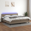 Cama box spring con colchón LED tela gris taupe 200x200 cm