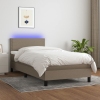 Cama box spring colchón y luces LED gris taupe 80x200 cm