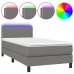 Cama box spring colchón y luces LED tela gris oscuro 90x190 cm
