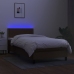 Cama box spring colchón y luces LED tela marrón oscuro 90x200cm