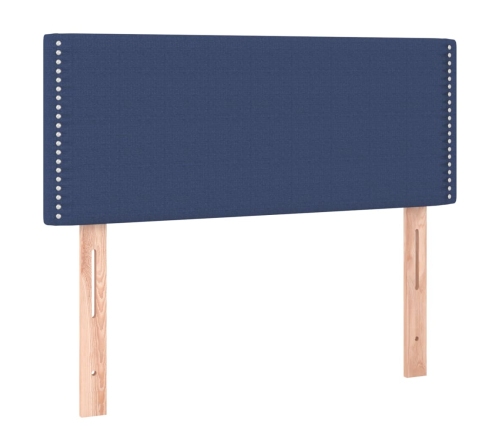 Cama box spring colchón y luces LED tela azul 100x200 cm