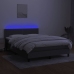 Cama box spring colchón y luces LED tela gris oscuro 140x190 cm