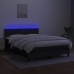 Cama box spring colchón y luces LED tela negro 140x200 cm