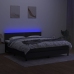 Cama box spring colchón y luces LED tela negro 160x200 cm