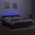 Cama box spring colchón luces LED tela marrón oscuro 160x200cm