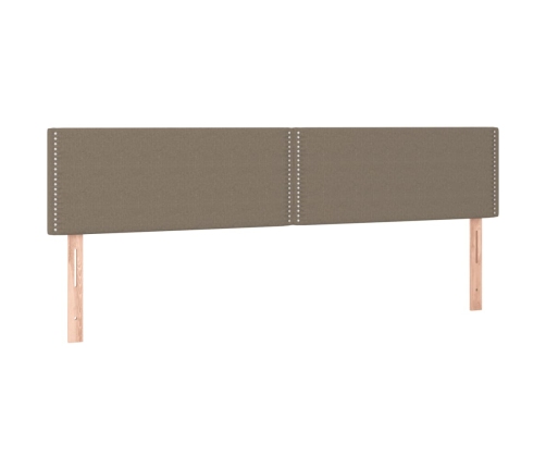 Cama box spring colchón y luces LED tela gris taupe 160x200 cm