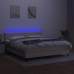 Cama box spring colchón y luces LED tela crema 160x200 cm