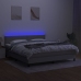 Cama box spring colchón y luces LED tela gris claro 180x200 cm