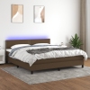 Cama box spring colchón luces LED tela marrón oscuro 180x200cm