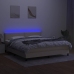 Cama box spring colchón y luces LED tela crema 180x200 cm