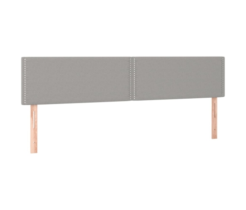 Cama box spring con colchón tela y LED gris claro 200x200 cm