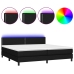 Cama box spring colchón y luces LED tela negro 200x200 cm