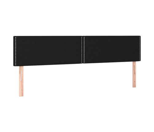 Cama box spring colchón y luces LED tela negro 200x200 cm