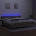 Cama box spring colchón y luces LED tela gris taupe 200x200 cm