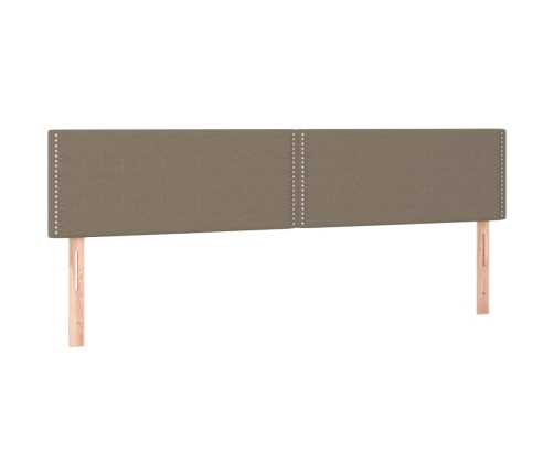 Cama box spring colchón y luces LED tela gris taupe 200x200 cm