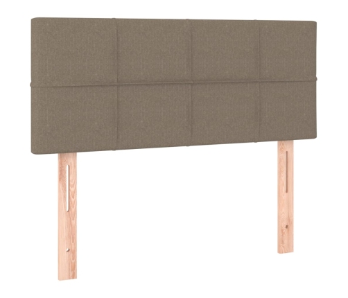 Cama box spring colchón y luces LED gris taupe 80x200 cm