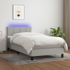 Cama box spring colchón y luces LED tela gris claro 90x190 cm