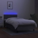 Cama box spring colchón y luces LED tela gris oscuro 100x200 cm