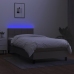 Cama box spring colchón y luces LED tela gris taupe 100x200 cm