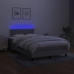 Cama box spring con colchón tela y LED gris claro 120x200 cm