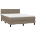 Cama box spring colchón y luces LED tela gris taupe 140x190 cm