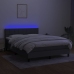 Cama box spring colchón y luces LED tela gris oscuro 140x200 cm