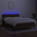 Cama box spring colchón luces LED tela marrón oscuro 140x200cm