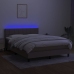 Cama box spring colchón y luces LED tela gris taupe 140x200 cm