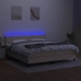 Cama box spring colchón y luces LED tela crema 160x200 cm