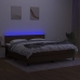 Cama box spring colchón luces LED tela marrón oscuro 180x200cm