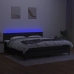 Cama box spring colchón y luces LED tela negro 200x200 cm