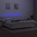 Cama box spring colchón y luces LED tela crema 200x200 cm