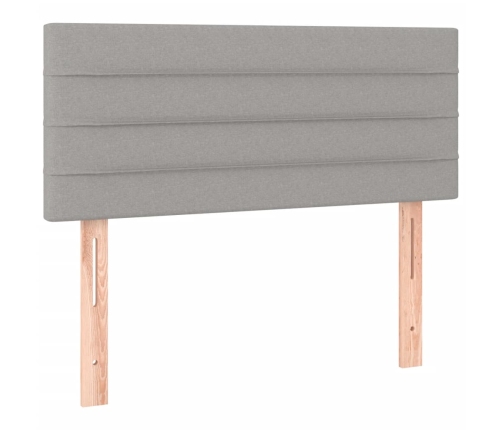 Cama box spring colchón y luces LED tela gris claro 90x190 cm