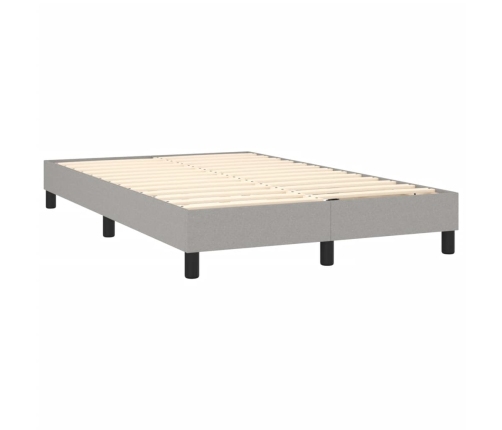 Cama box spring con colchón tela y LED gris claro 120x200 cm