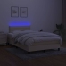 Cama box spring con colchón y LED tela crema 120x200 cm