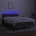 Cama box spring colchón y luces LED tela gris oscuro 140x190 cm