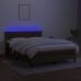 Cama box spring colchón luces LED tela marrón oscuro 140x190 cm