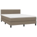 Cama box spring colchón y luces LED tela gris taupe 140x190 cm