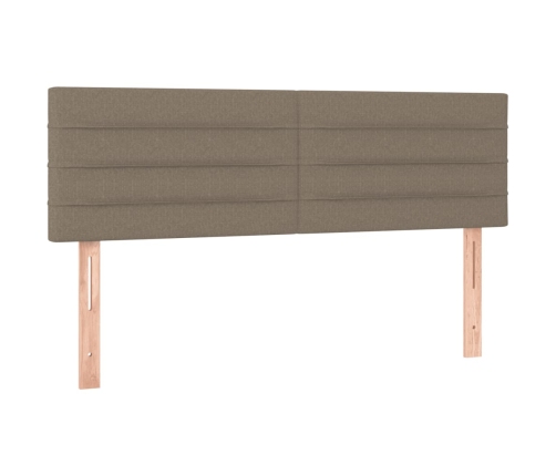 Cama box spring colchón y luces LED tela gris taupe 140x190 cm