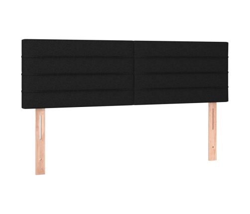 Cama box spring colchón y luces LED tela negro 140x200 cm