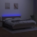 Cama box spring colchón y luces LED tela gris taupe 160x200 cm