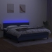 Cama box spring colchón y luces LED tela azul 160x200 cm