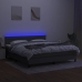 Cama box spring colchón y luces LED tela gris oscuro 180x200 cm