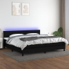 Cama box spring colchón y luces LED tela negro 200x200 cm